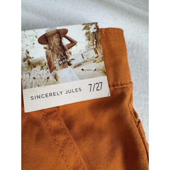 Sincerely Jules Cargo Pants Juniors 7 (27x30) Orange Autumn Fall Boho Straight - Picture 5 of 13
